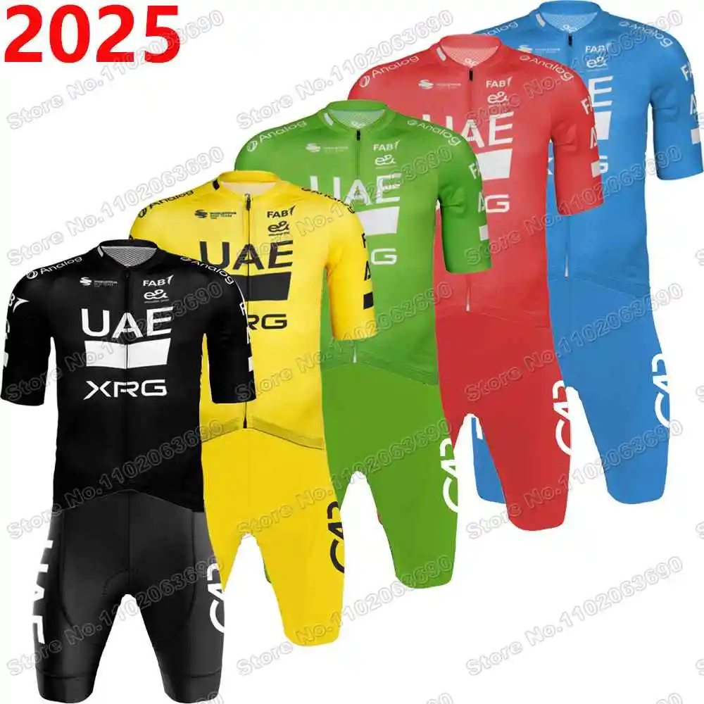 2025 UAE Team Tadej Pogačar Cycling Jersey Set Blue Yellow Red Green Black Cycling Clothing World Champion Road Bike Shirt Suit