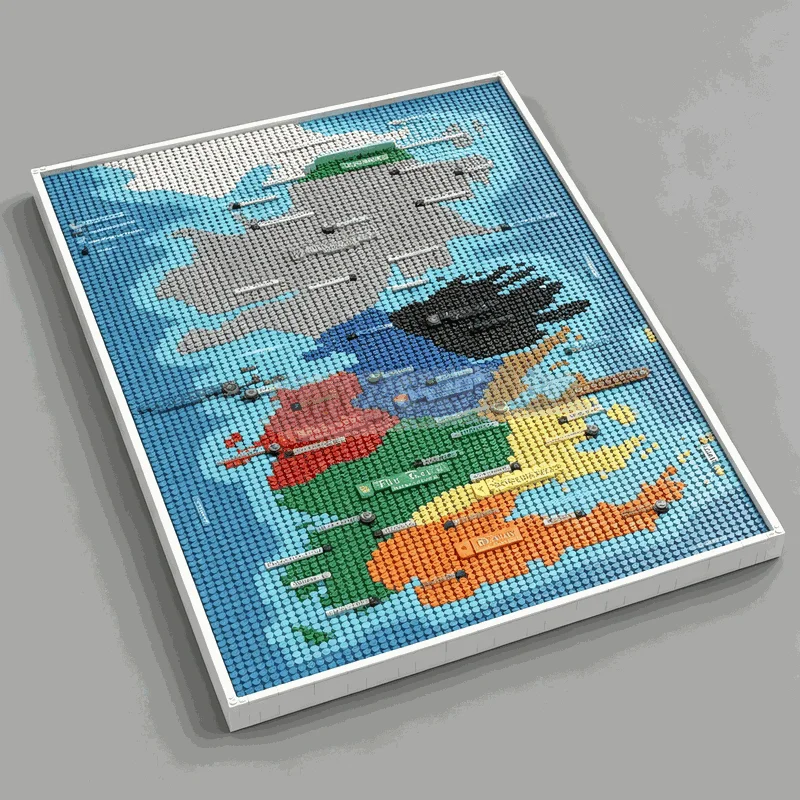 17900PCS MOC Fantasy Continent Map Mosaic Building Blocks Creative Pixel Art Medieval Kingdom Model DIY Assembly Bricks Toy Gift
