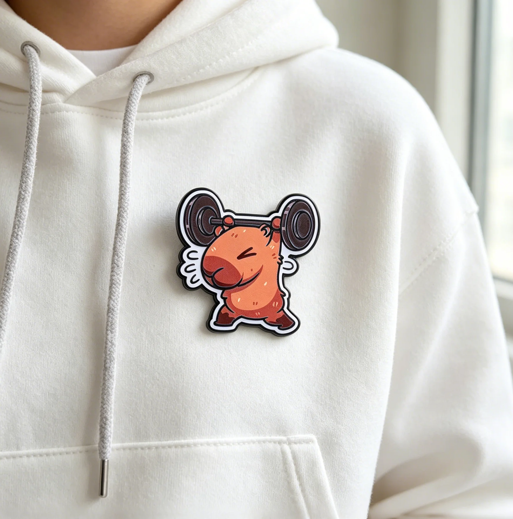 Funny Fitness Capybara Lifting Barbell Enamel Pin Cartoon Animal Lapel Badge Cute Brooch Jewelry Backpack Hat Decor Gift