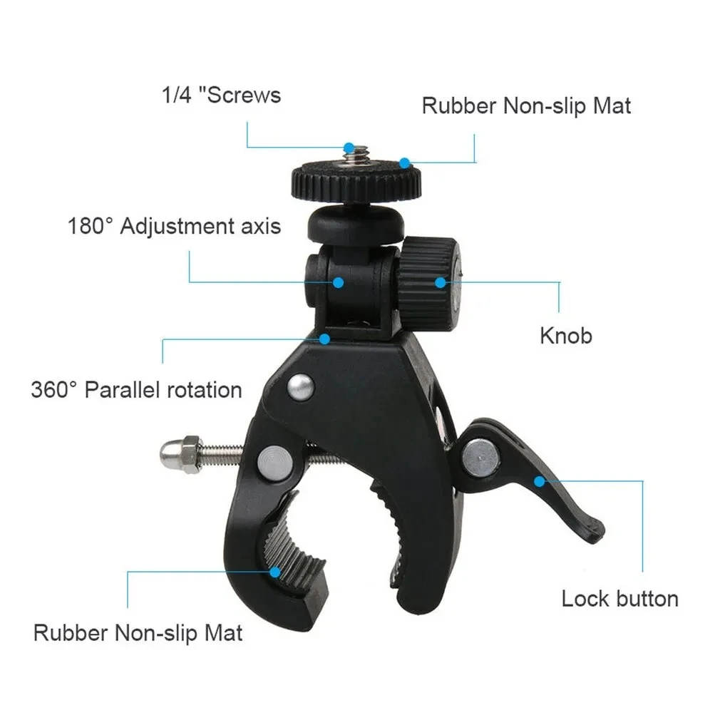 Mount Bike Bicycle Motorcycle Handlebar Clamp Camera Mount Tripod Adapter for Insta360 X4 Ace Go3 X3 Gopro 12 11 DJI Action 4 3