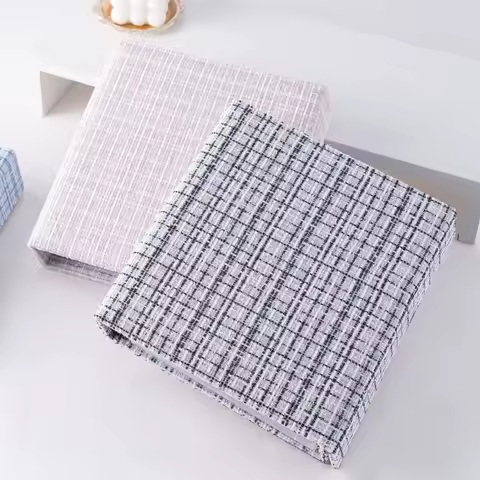 A5 Fabric Magnetic Photo Album 4-Grid Y2K Idol Photo Organizer for Polaroid, K-Pop Collectibles, Postcard Storage Polaroid Album