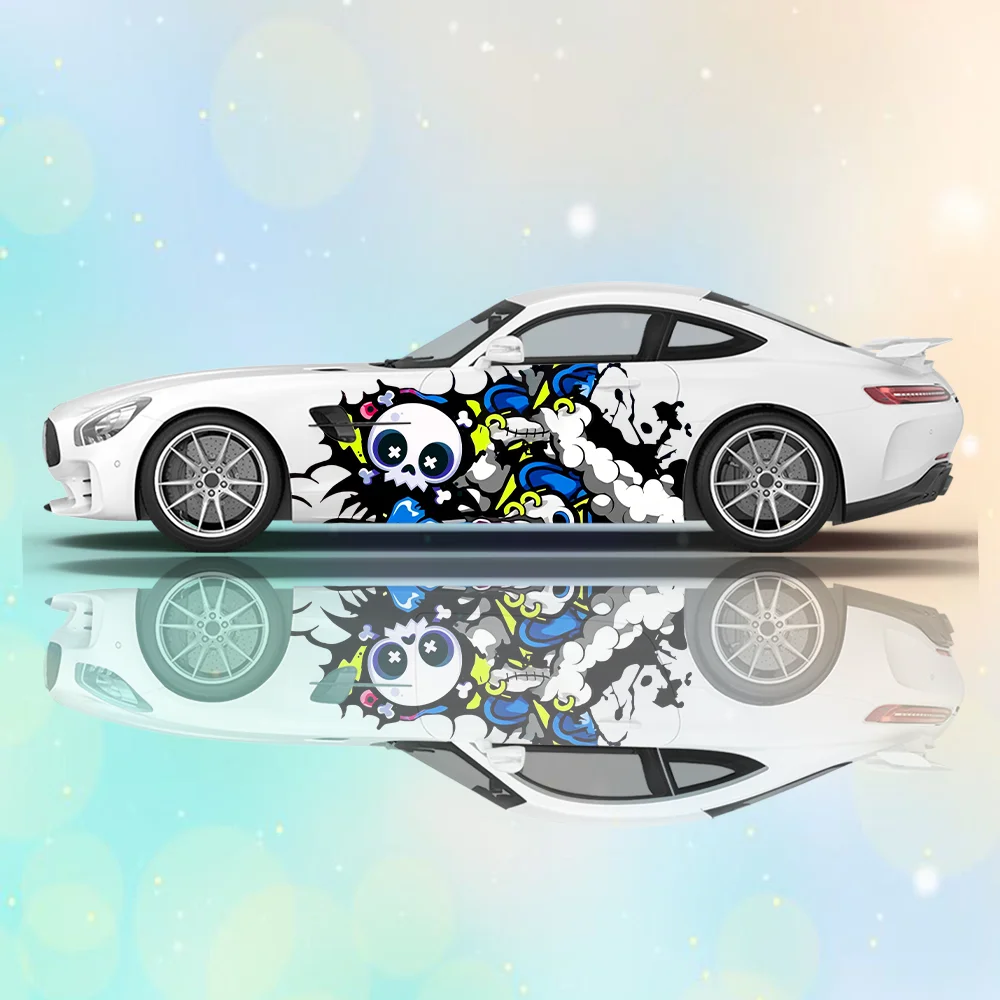 

Cartoon Skull Cloud Car Vinyl Wraps Decal Self-adhesive Anti Scratch Sticker Suitable for Trucks SUV Decor Auto Accessories Gift