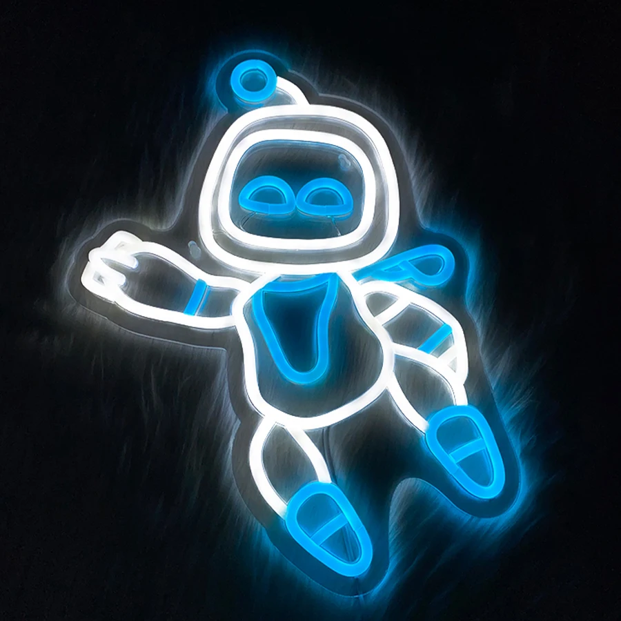 Astro Robot Neon Sign, Wall Lamp In Gamer Area, Usb Powered, Led Lights Decor In Man Caves, Bars And Bedrooms, Easy To Hang.