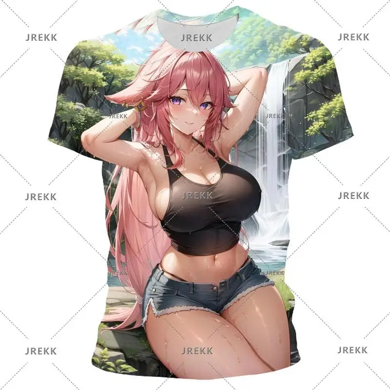 Ahegao Hentai Custom Anime T Shirt for Men 3D Waifu Girls Printed T-shirt Harajuku Fashion Tops Customized Sexy Loli Tee Shirts