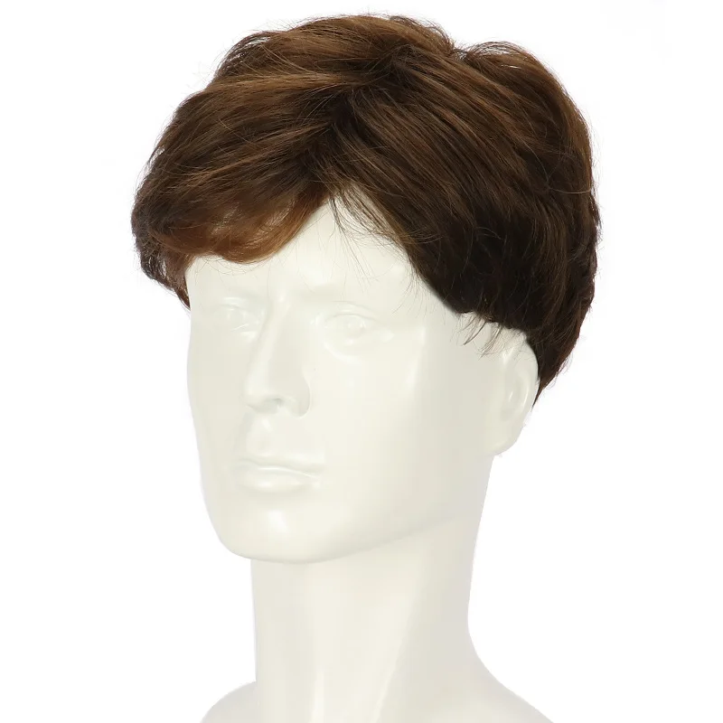 Short Wigs Man Brown Synthetic Wig Cosplay Soft Heat Resistant Fiber Halloween Costume Wig Men Natural Wigs