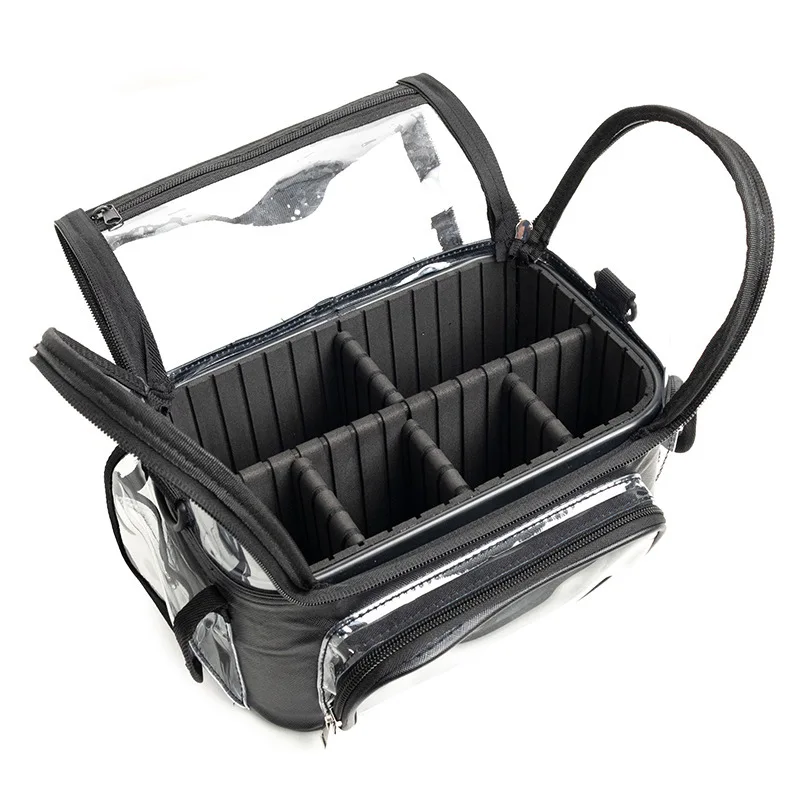 Black Clear PVC Multi Pockets Tote Bag Stadium Approved Transparent Crossbody Makeup Bags Women Portable Travel Skincare Handbag