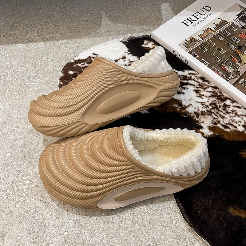 

Slippers for Men Add Velvet Heel Covering Non-Slip Wear-resistant Waterproof Couple Women Home Shoes Shoes for Men Warm New