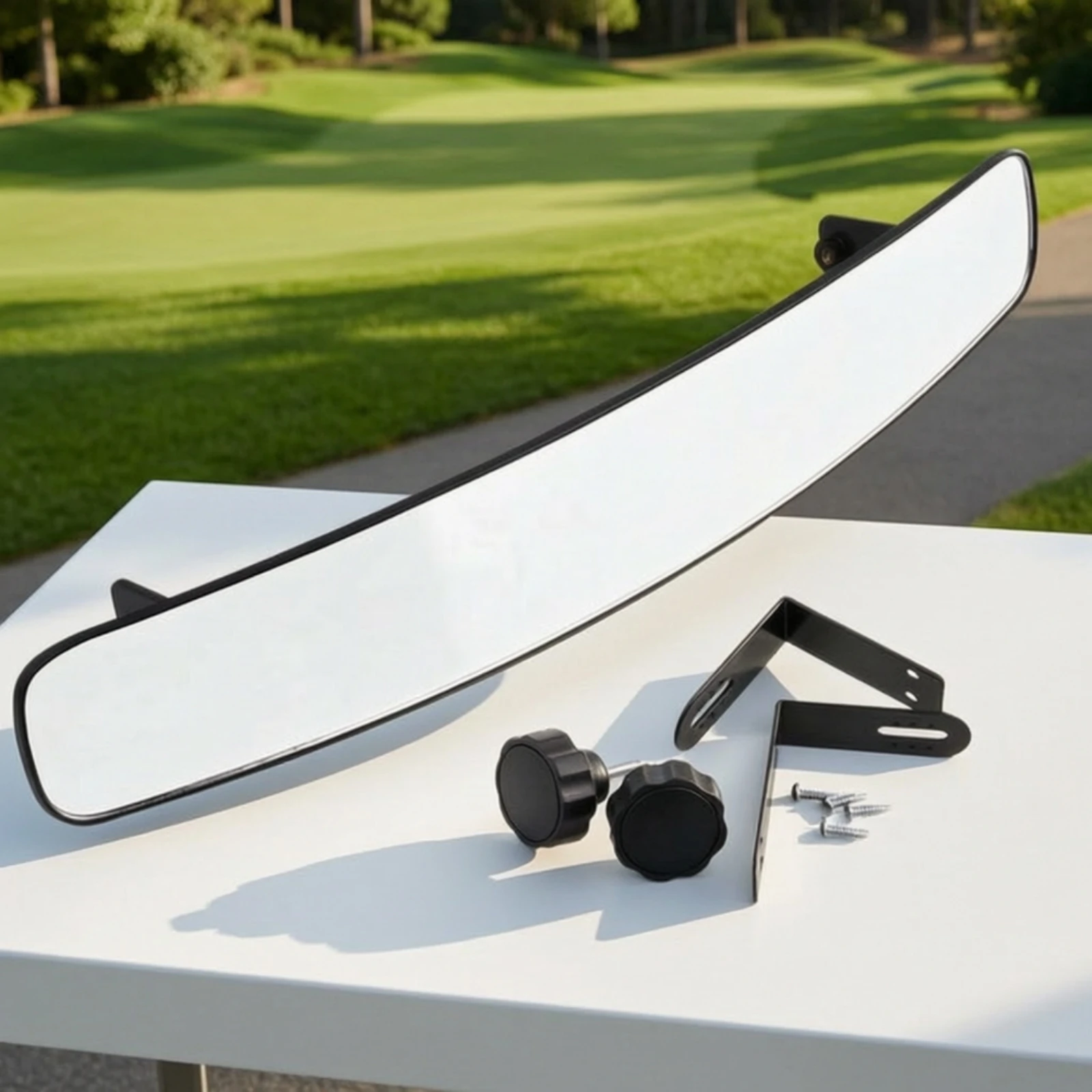 Golf Cart Mirror with Mounting Brackets Easy to Install Golf Cart Rearview Mirror Long-Lasting for Neighborhood Rides