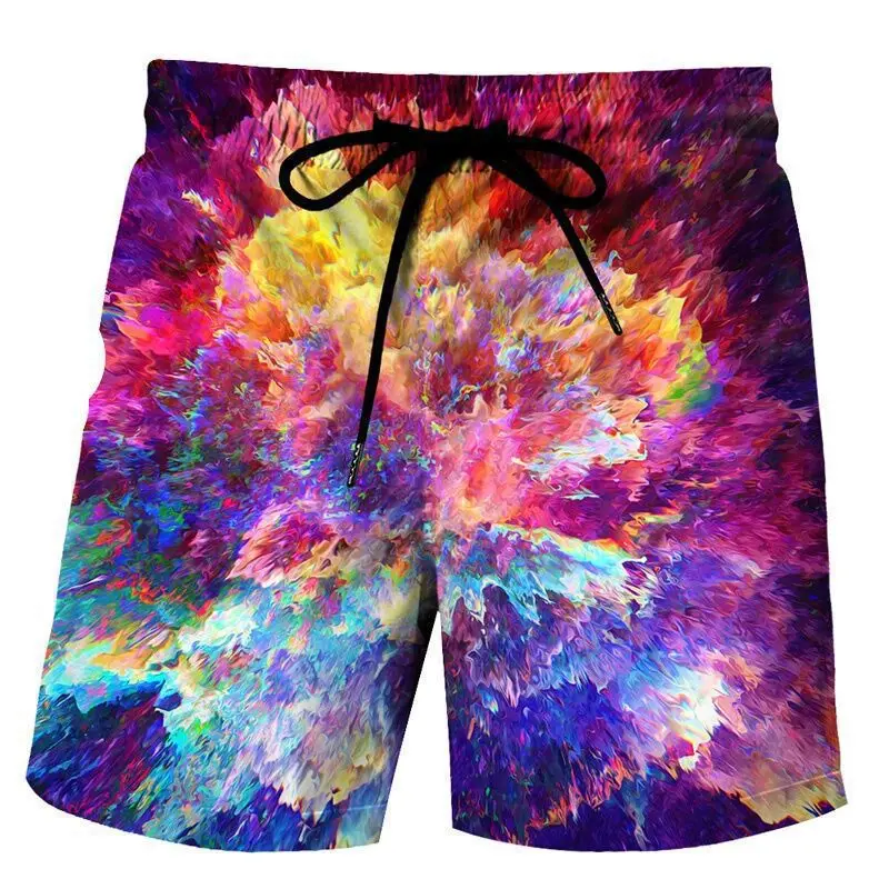 European and American men\'s beach shorts abstract creative 3d printing casual plus-size shorts men