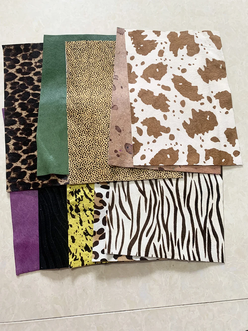 Horse Fur Cut Piece, One First Layer, Embossed Leather, Handmade, DIY, Leather Fabric