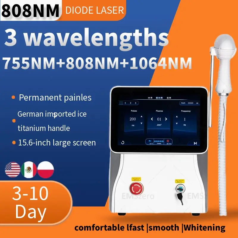 

3 Wavelength 808 Diode Laser Hair Removal Machine Ice Titanium Permanent Painless Physical Body Care Depilation Epilator 3500W