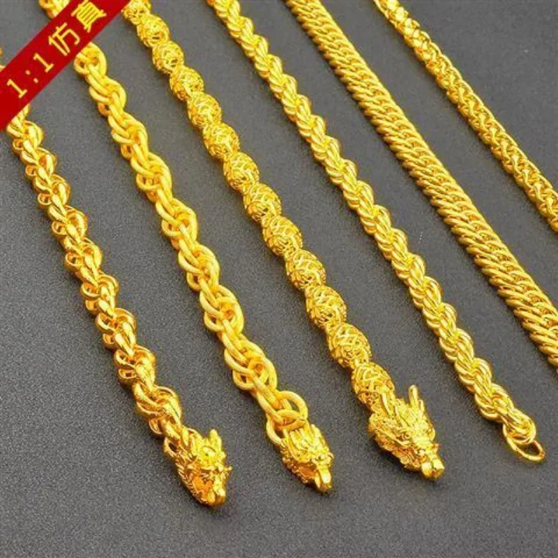 Authentic Taijin Men's And Women's Aggressive Twist Necklace Real 24K Gold Plated Chinese Dragon Pendant Long-term Anti-allergy