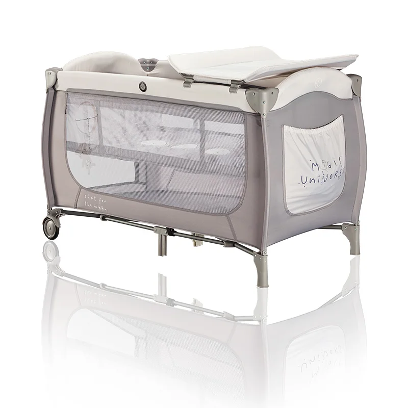 Portable baby playpen with double layer sleeping bed removable diaper table bed