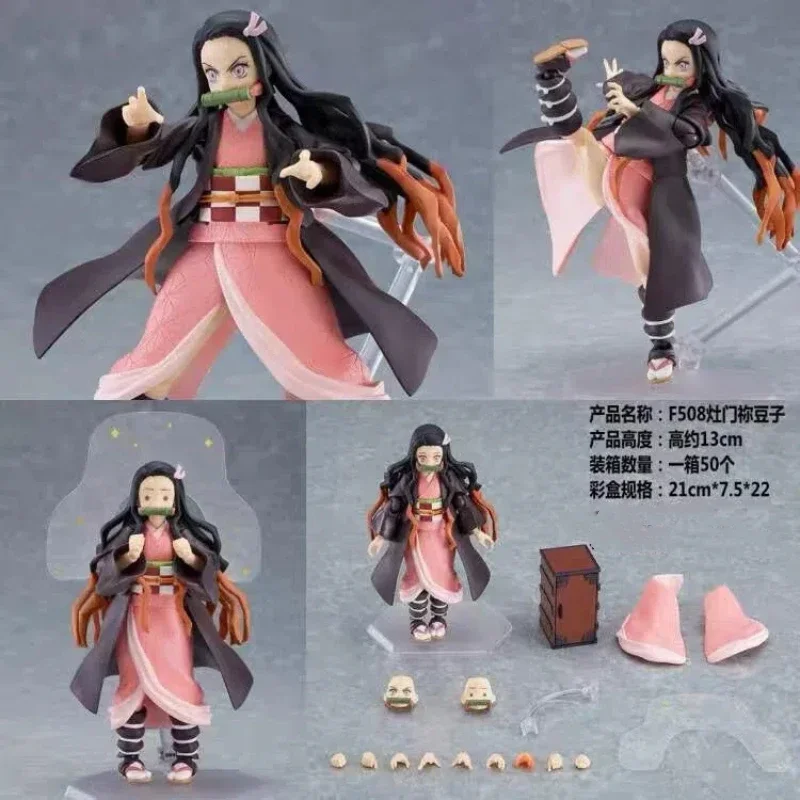 Anime Demon Slayer Nezuko postura de combate figura de acción piezas reemplazables modelo de PVC decoración de escritorio muñeca juguete recoger regalos