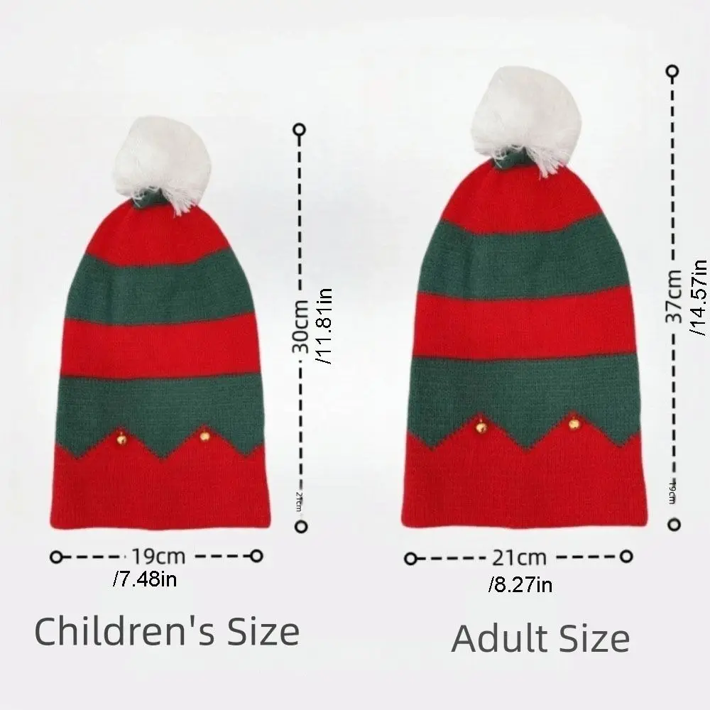 Geschenk Frohe Weihnachten Mütze Weihnachts-Strickmütze Warme Grün-Rote Santa-Mütze Plüschball Koreanischer Stil Wollmütze Frohes Neues Jahr – Detail 1