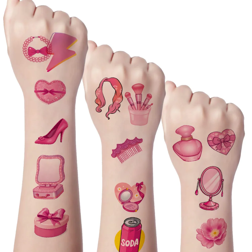 

63pcs Temporary Tattoo Makeup Brush Temporary Tattoo Stickers Diamond High Heels Waterproof Long-lasting Body Stickers For