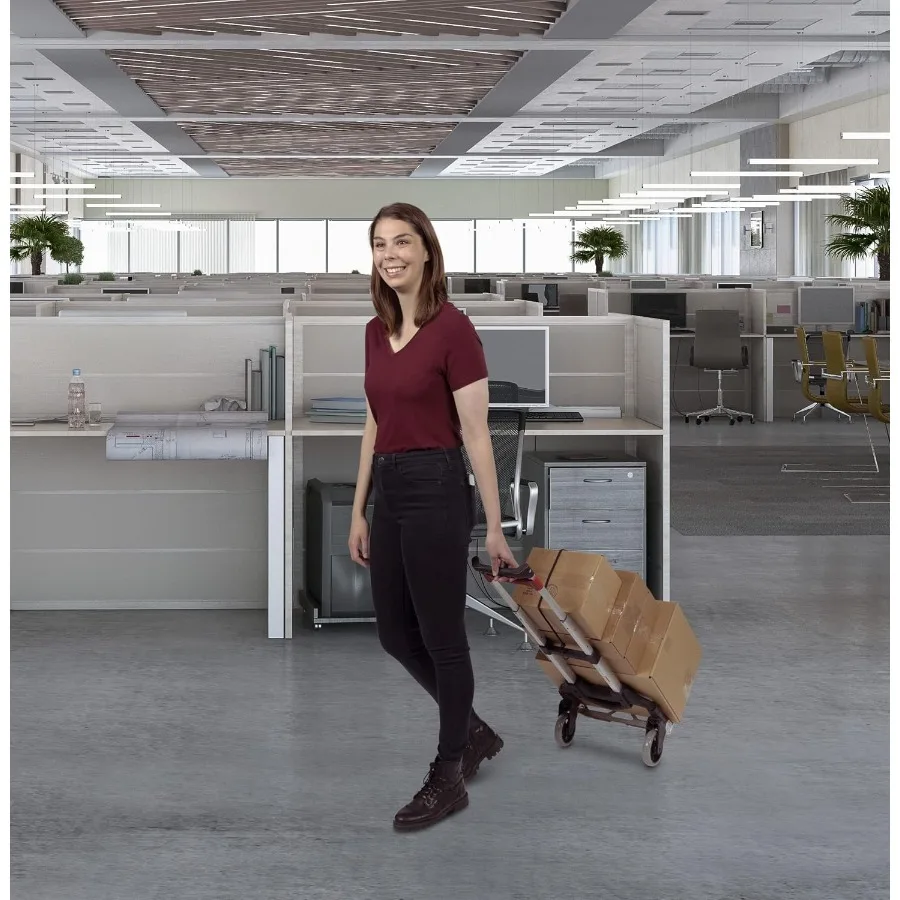 Vergo Industrial 100ポンド容量 パーソナル折りたたみハンドトラック ドリーカート 伸縮ハンドル付き 軽量アルミニウム製 折りたたみ式 C