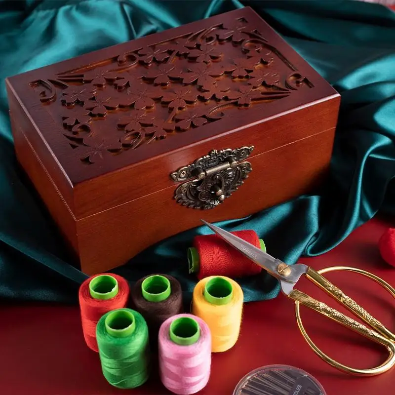 

Высококачественный вместительный деревянный набор для рукоделия: коробка для хранения, практичный свадебный подарок, декор для дома, инструменты для вышивки крестом