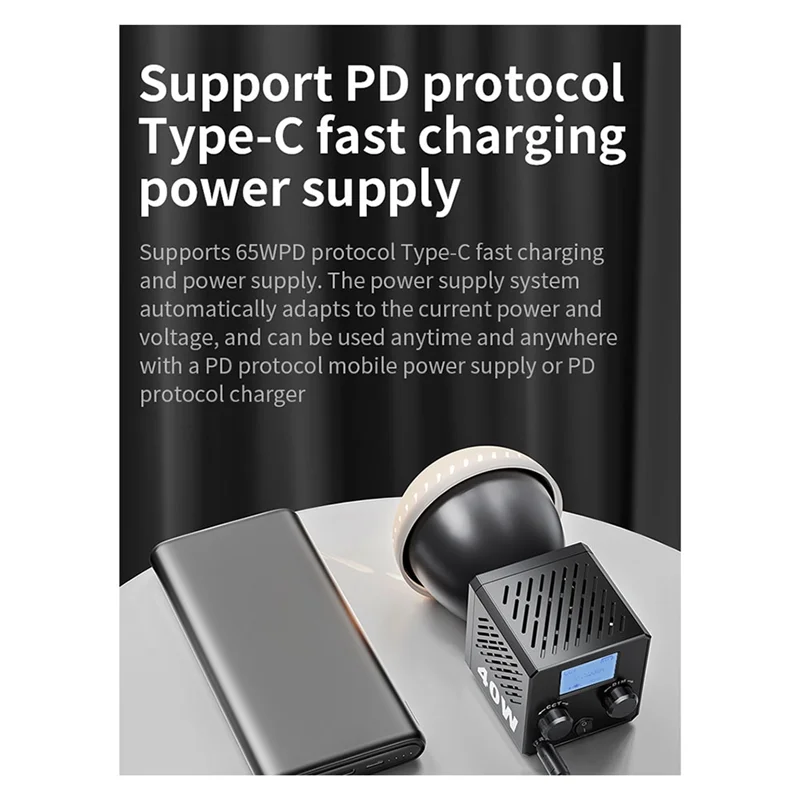 デイリーM60ハンドルフォトスタジオライトCOB二色CCT 2500-6500K CRI95以上 TLCI97以上 EUプラグ