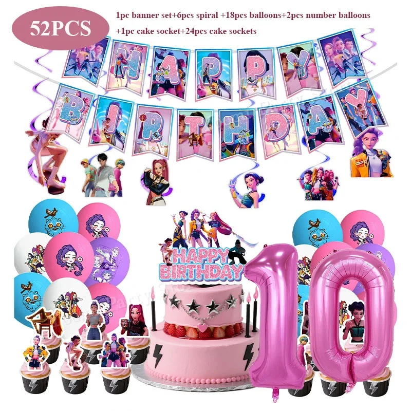 Geburtstagsparty-Dekorationsset Cartoon-Film-Mädchen Motiv Teller Becher Servietten Luftballons Baby-Shower-Party Geschenk – Detail 15