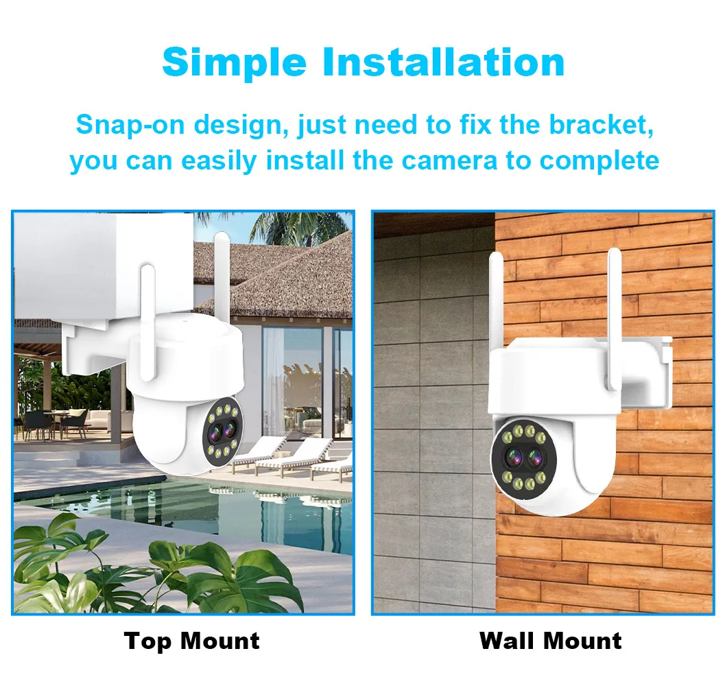 4MP  iCsee APP  Dual Lens Wireless  PTZ  IP Dome Camera AI Humanoid Detection Full Color CCTV Intercom Baby Monitor