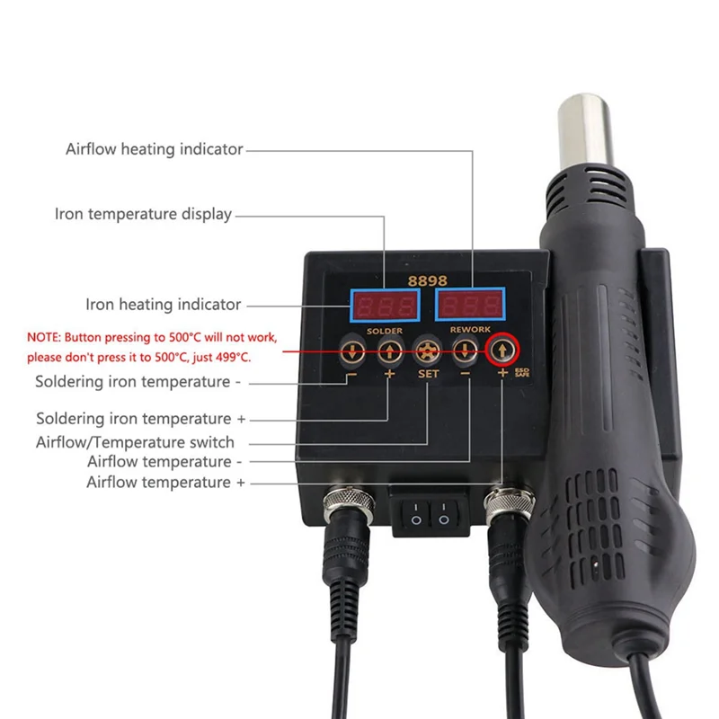 COFA-8898 열풍 디솔더링 스테이션 750W 듀얼 디지털 디스플레이 2-In-1 온도 제어 EU 플러그