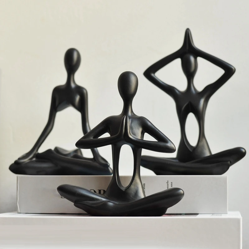 

Фигурка йоги, настольная статуя йоги, набор фигурок йоги, статуи из смолы для домашнего офиса, декор, настольные украшения Gold-A26I