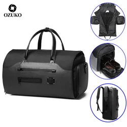 Borsa da viaggio OZUKO borsa da viaggio multifunzione da uomo borsa da viaggio di grande capacità borsa da viaggio impermeabile da uomo tasca per scarpe