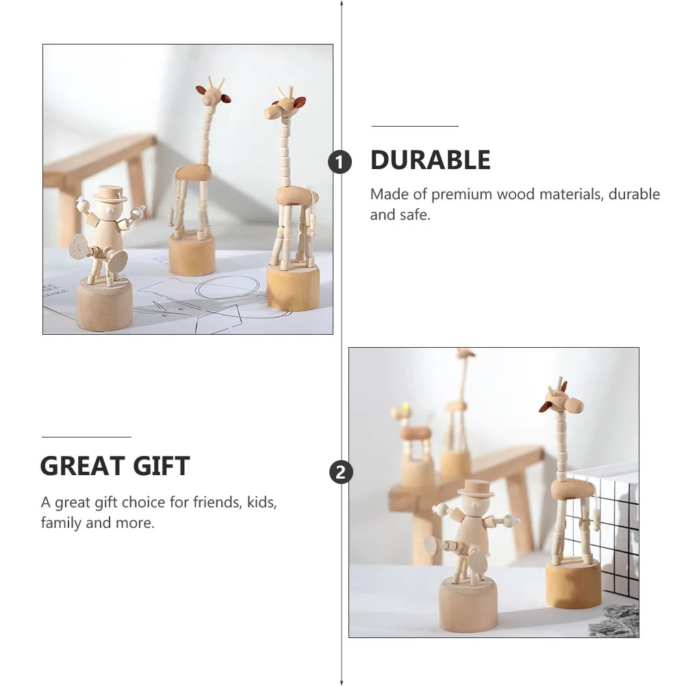 

3 Wooden Animal Figurines Unpainted DIY Craft Home Decor Bedroom Living Room Ornaments Wood Toys Safe Durable Creative Gift Idea