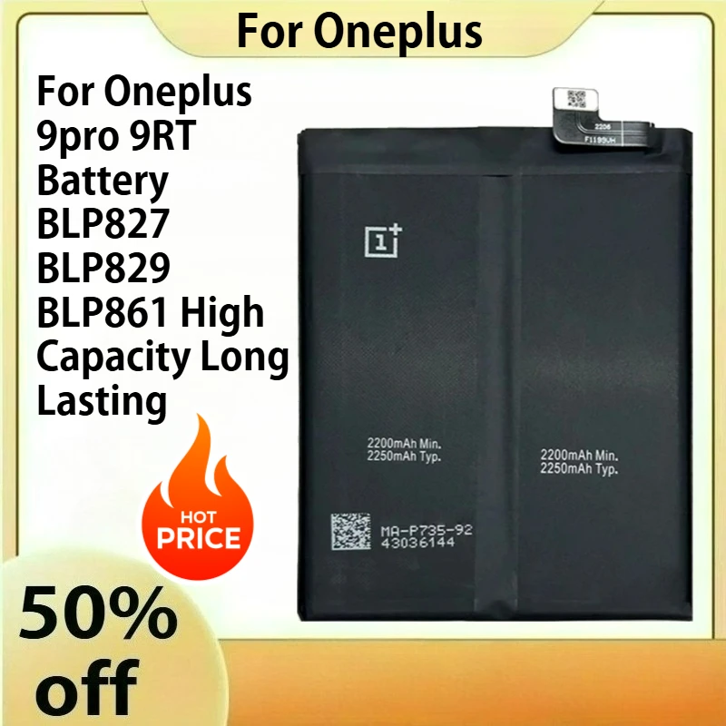 

For Oneplus 9pro 9RT Battery BLP827 BLP829 BLP861 BLP801 High Capacity Long Lasting