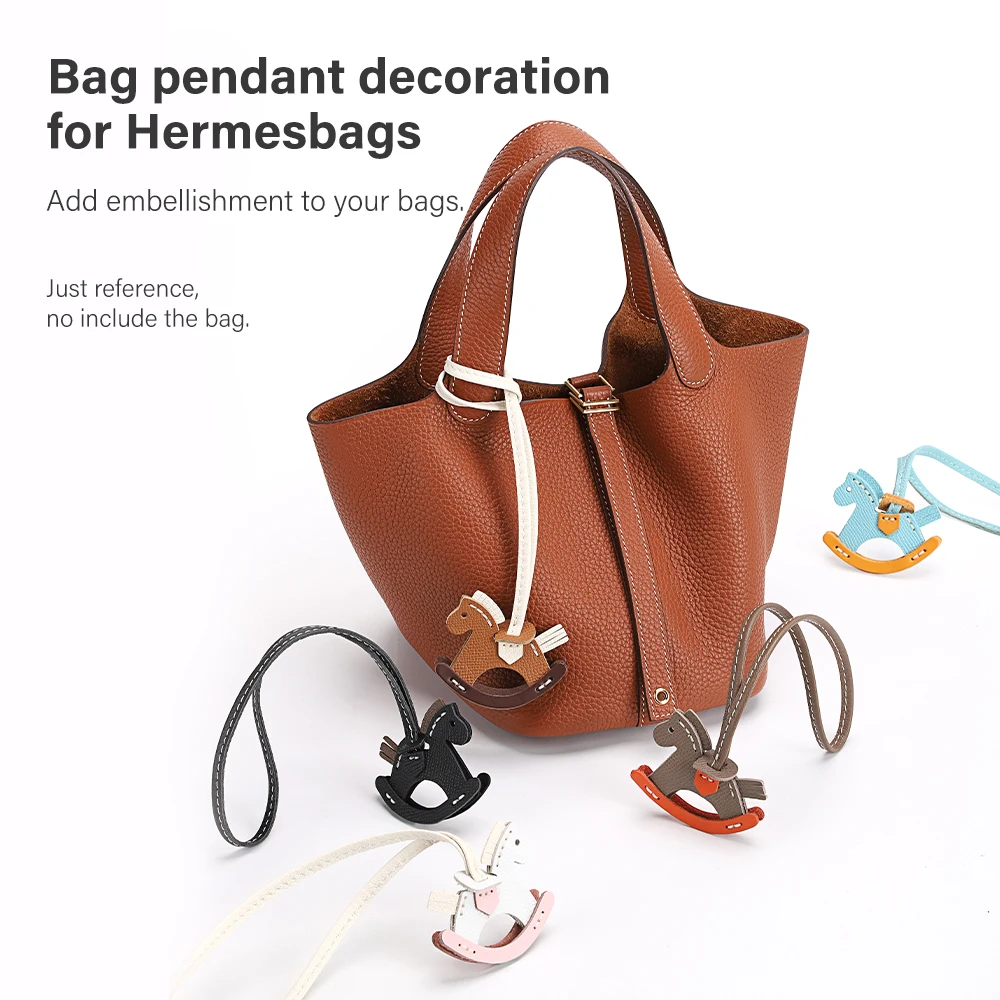 WUTA Leder Charm Taschenanhänger Luxus Pferd Pony Hängeanhänger Niedliches Tier Ornament Geschenktüte Zubehör für Hermes Tasche Handtasche