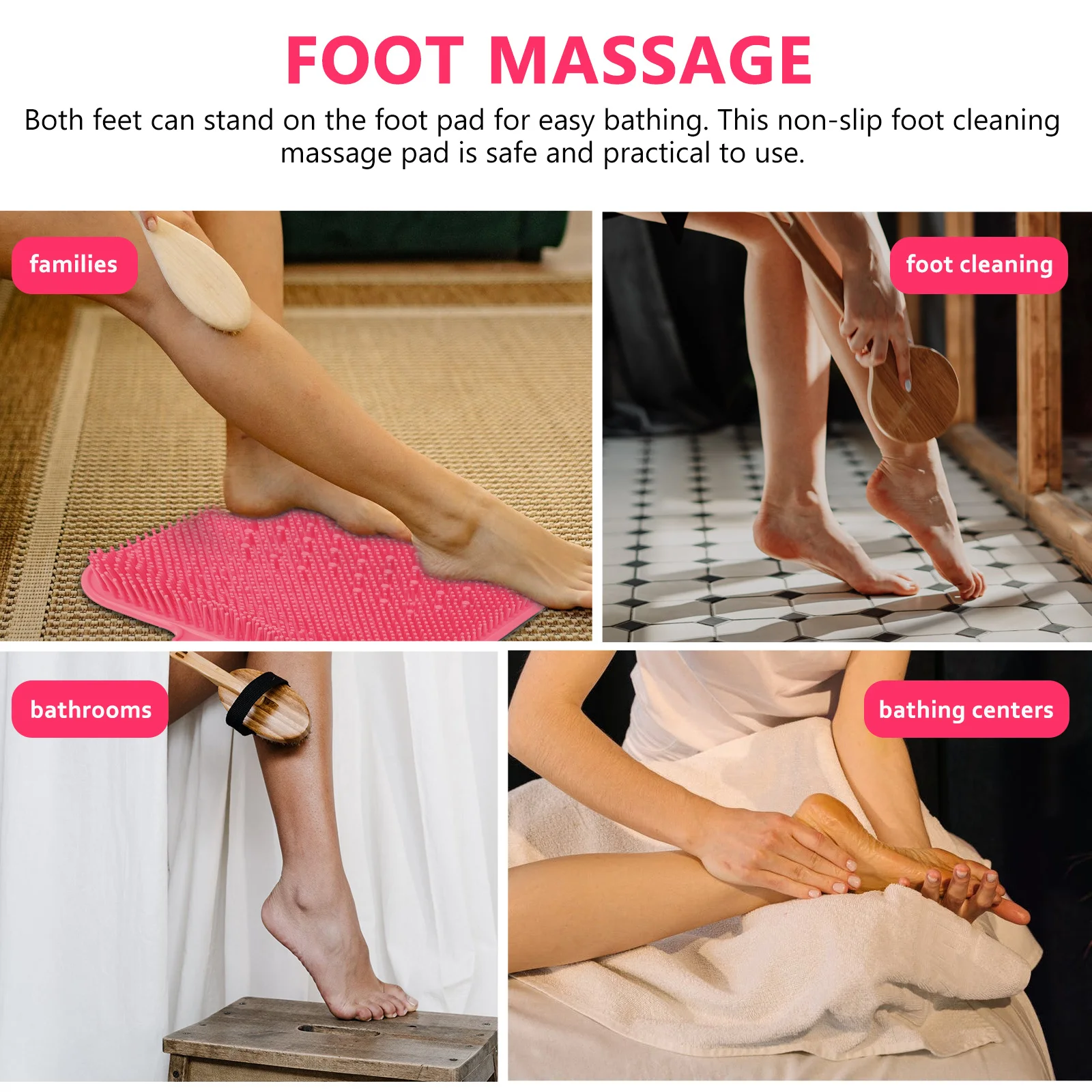 

1Pcs Foot Cleaning Mat Non-Slip Massage Pad Wear-Resistant PVC Foot Care Tool Lightweight Bathroom Shower Mat Shower Pad