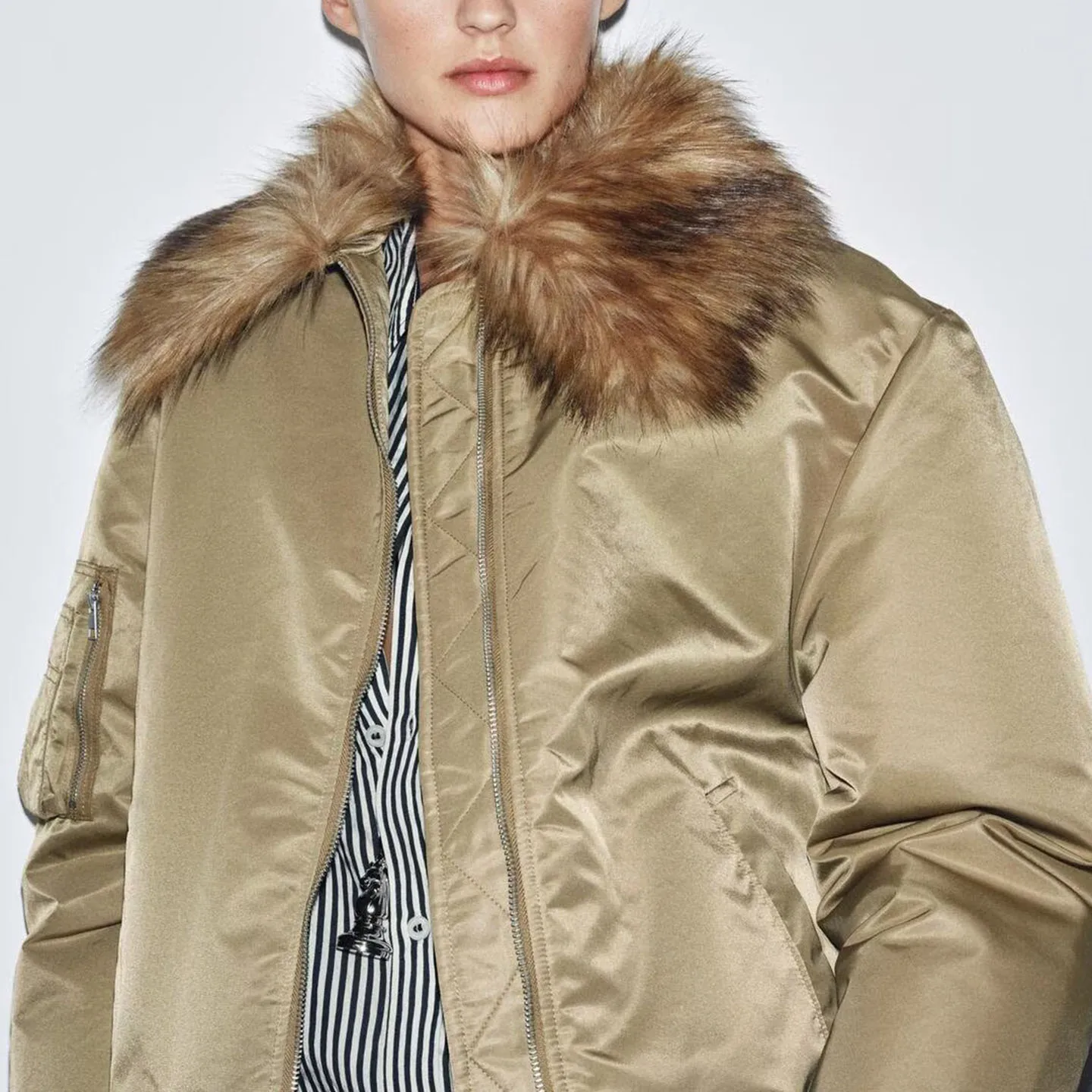 Casual Pilot Jacket Women's Long Sleeve Turn-down Collar Flight Coat Outerwear ZADATA Brand Loose Fit Zipper Closure 2026 Aut...