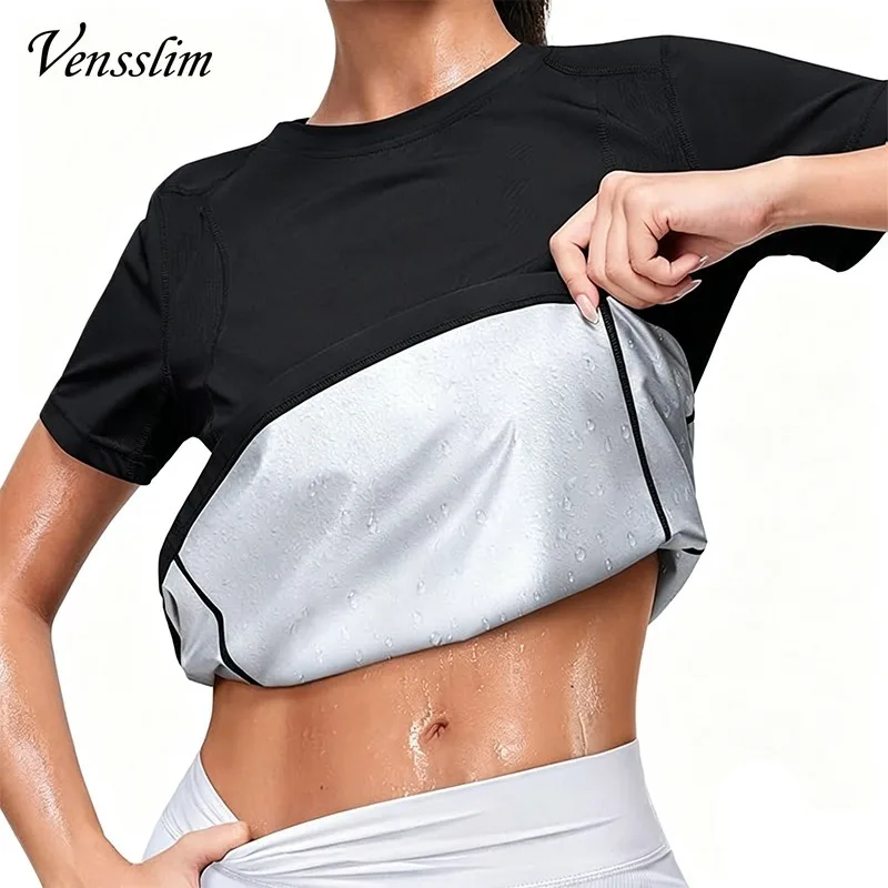 Vensslim Slimming Body Shaper Sweat Compression Sauna Suits Women Fat Burner Waist Trainer Fitness Vest Tummy Control Trimmer