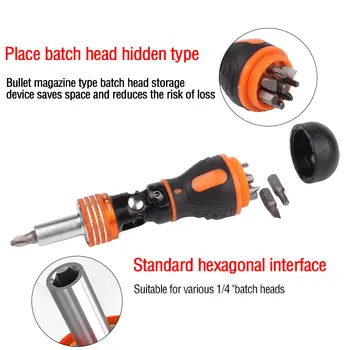 Mini multifunkční ráčnový šroubovák s magnetickou sadou nářadí, neviditelný úložný prostor pro dávkovací hlavici 6 nejlepší prodej sada ráčen s nacvakávacím nářadím - №3