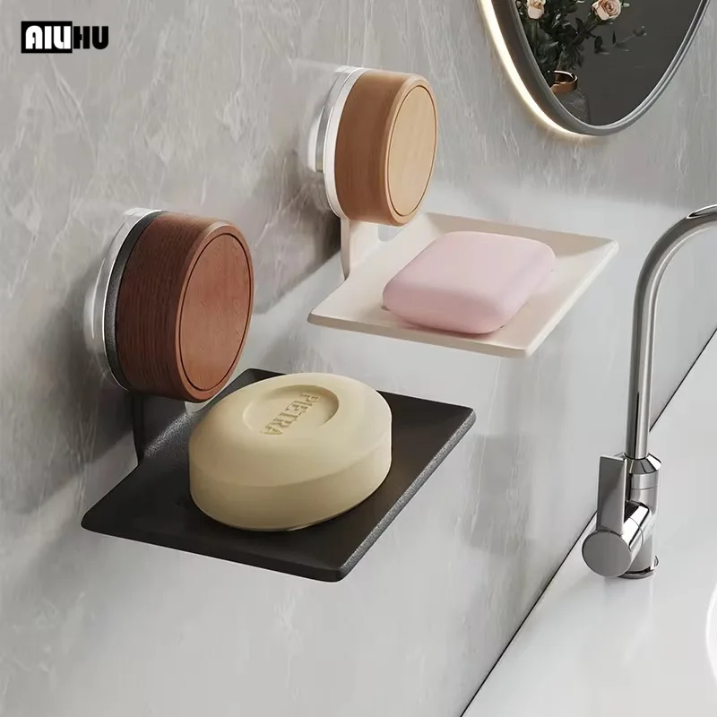 

Держатель для мыла из орехового дерева на присоске, без сверления, самодренирующаяся мыльница для душа и раковины в ванной