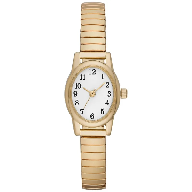 

Women's Wristwatch: Gold Tone Oval Case, Easy Read Dial, Expansion Band (FMDOTT008)