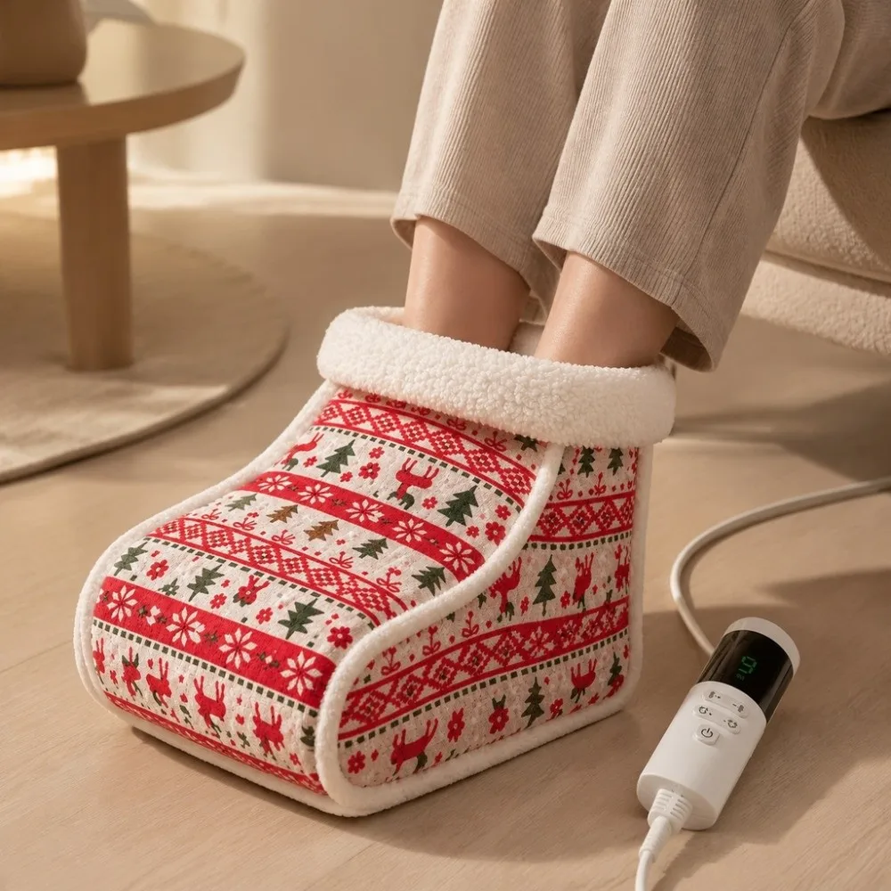 Plug-Type Heated Foot Warmer Adjustable Temperature Timing Control Electric Heating Pad US Plug Machine Washable