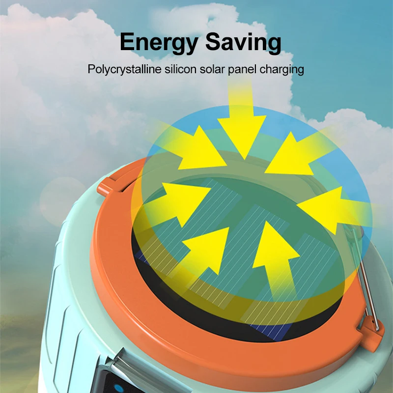 Solar LED Camping Light Waterproof Outdoor Emergency Tent Lights Portable USB Rechargeable Tent Lamp Market Energy Saving Bulb