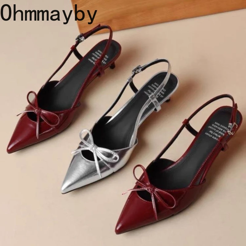 Designer Summer Butterfly-knot Women Sandals Fashion Pointed Toe Shoes Ladies Elegant Low Heel Shoes