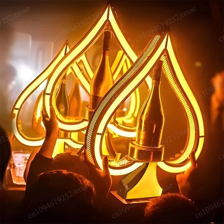 Iron Art LED Light Up Wine Bottle Display Stand, Illuminated Wine Rack for Bar Club Wedding Decor view 2