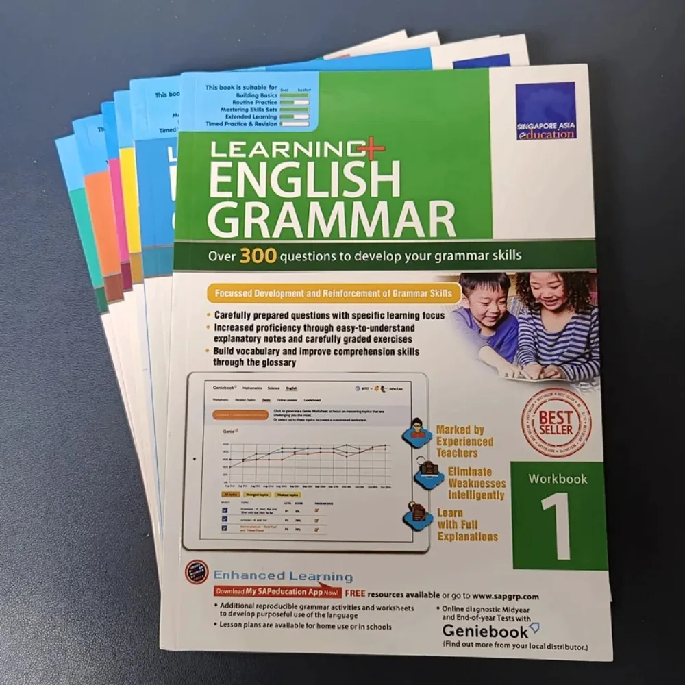 Learning English Singapore's Vocabulary Grammar Book 1-6 Grade SAP Workbook Geniebook Primary School 8-12 Year Student Homework