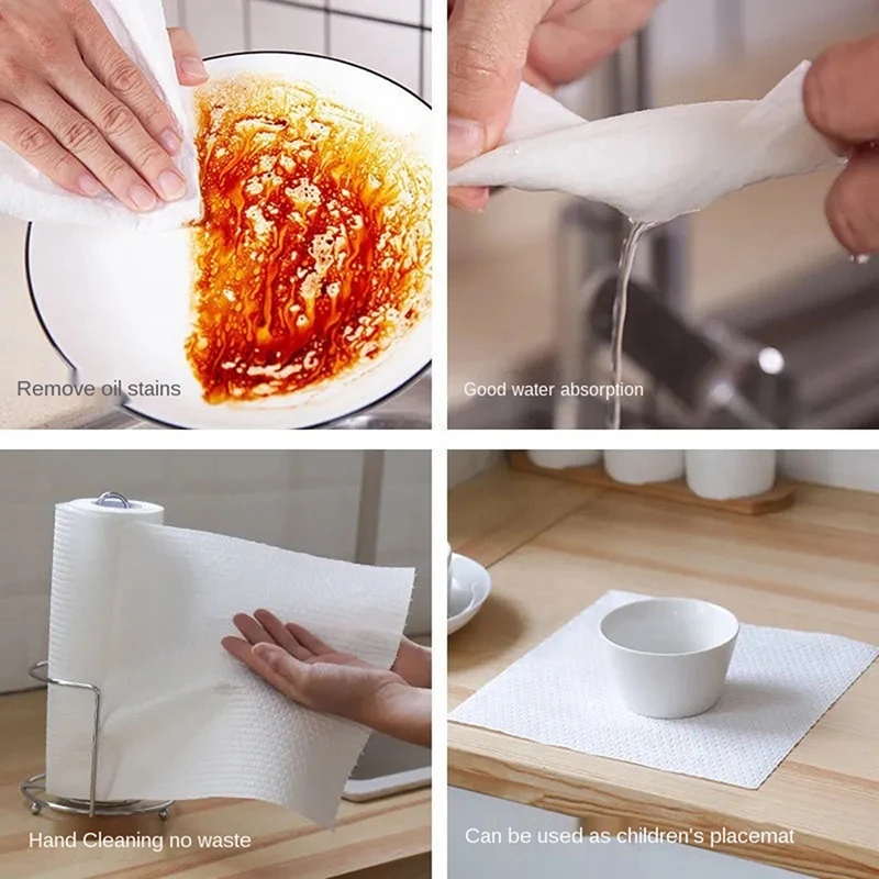 1 roll reusable non-woven kitchen cleaning rags lazy rags scouring pads oil-free disposable dish towel cleaning rags