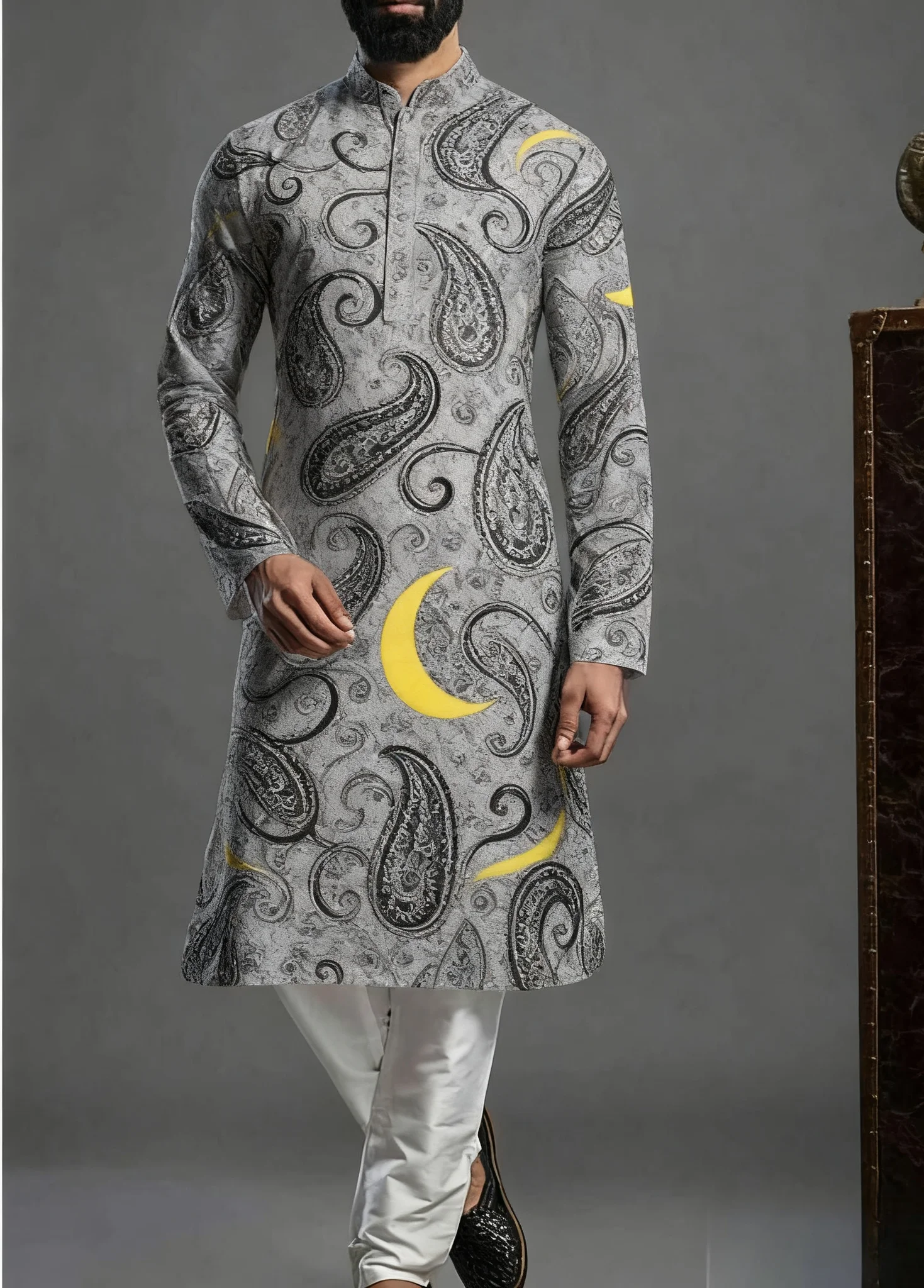 2026Kurt Men's Digital Printed Patterns with Multiple kurta vardha Fashionable Casual Fit Regular Robe Suitable for All Occasion