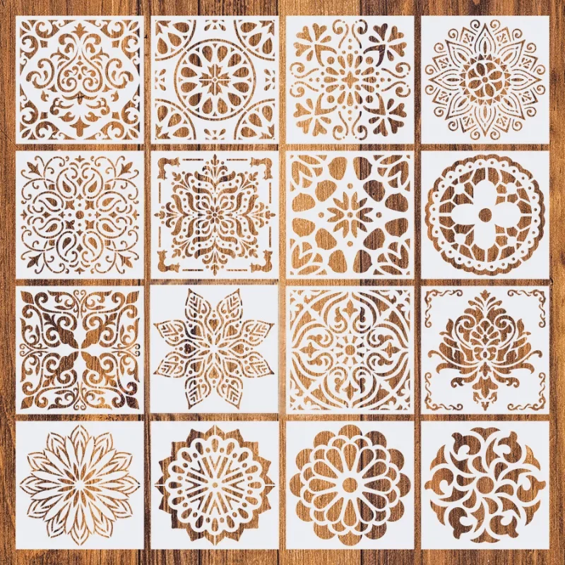 Decorative Pattern Mandala Stencils Pretty Hollow Spray Painting Templates Durable Washable DIY Window Wall Decor Drawing Tool