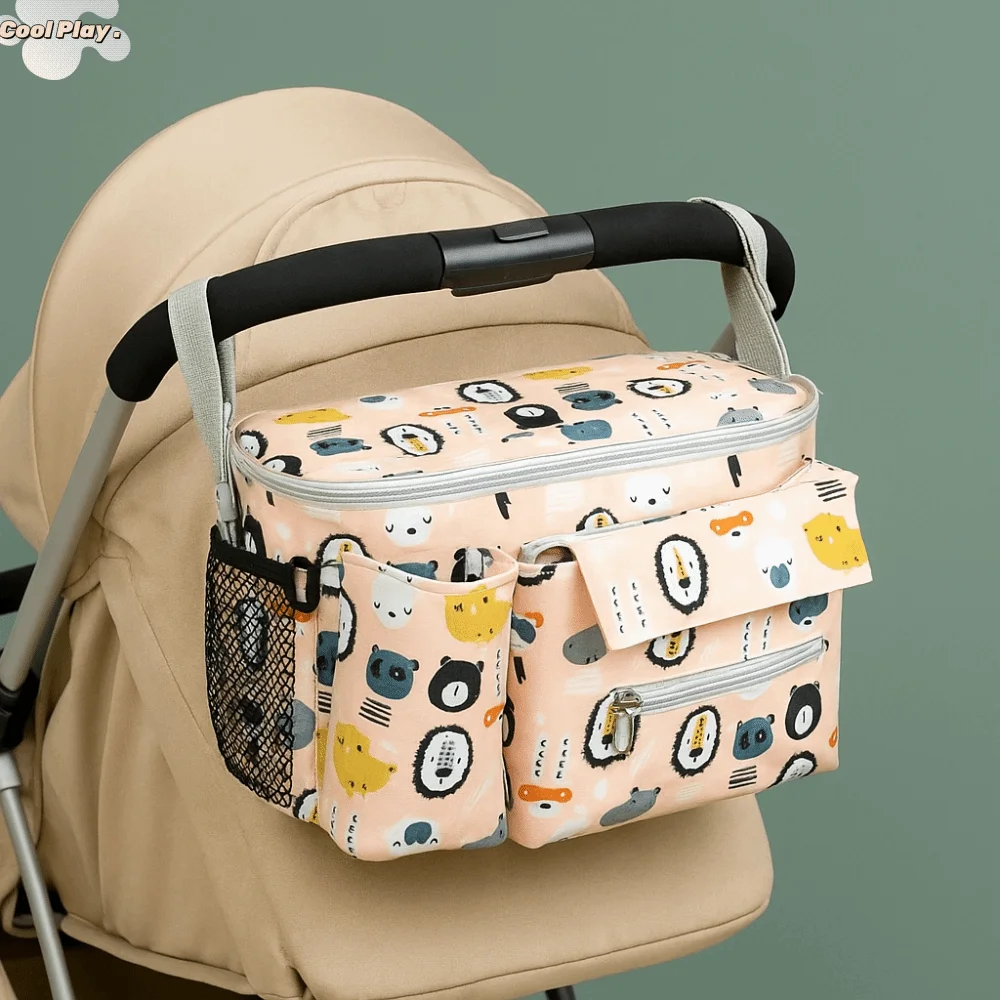 

Oxford cloth Baby Stroller Bag Large Capacity Pram Buggy Cartoon Stroller Organizer Multi-functional Stroller Accessories
