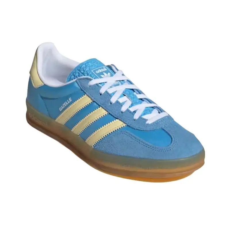 Adidas GAZELLE Comfortable, Wear Resistant, Anti Slip, Versatile, Trendy Low Cut Board Shoes for Women, Blue and Yellow