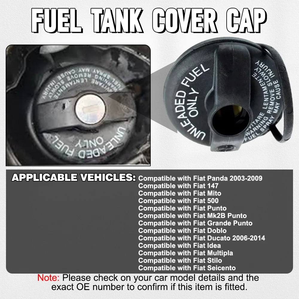 

Gas Cap For Fiat 46820586 Fuel Cap Replacement for Fiat Black
