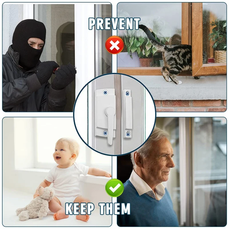 4 Pack Window Sash Locks, Window Latches Replacement Sash Locks White Fits Horizontal Sliding Window