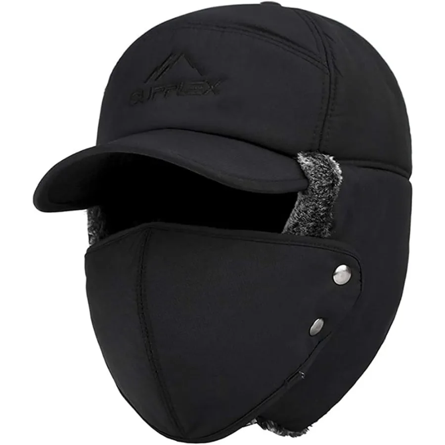 

Mens Winter Thermal Trapper Hat Russian Ushanka Ski Hunting Dad Cap Ear Flaps Motorcycle Cycling Mask Women Warm Fur Snow Hat